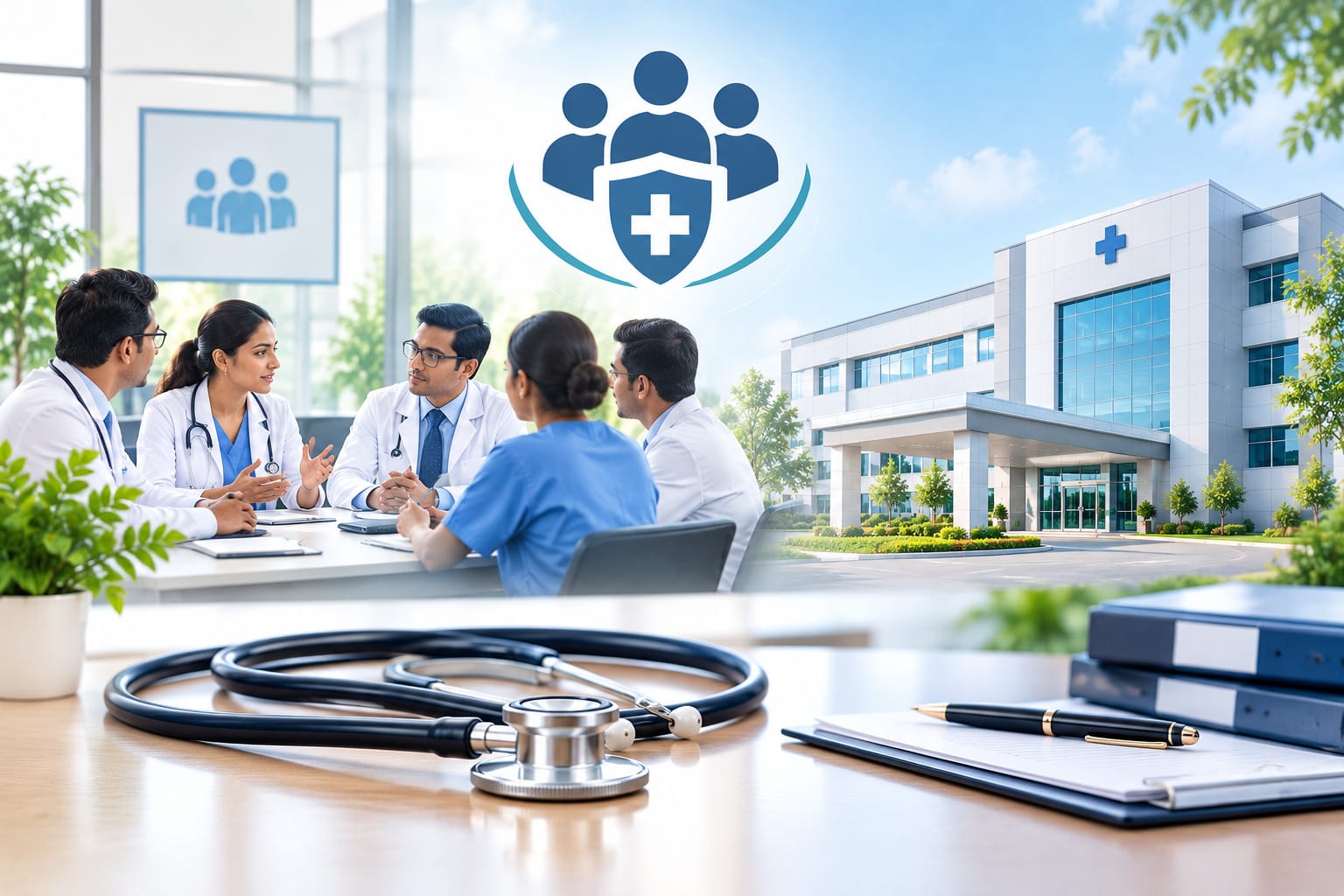 Hospital team discussing medico-legal risk management