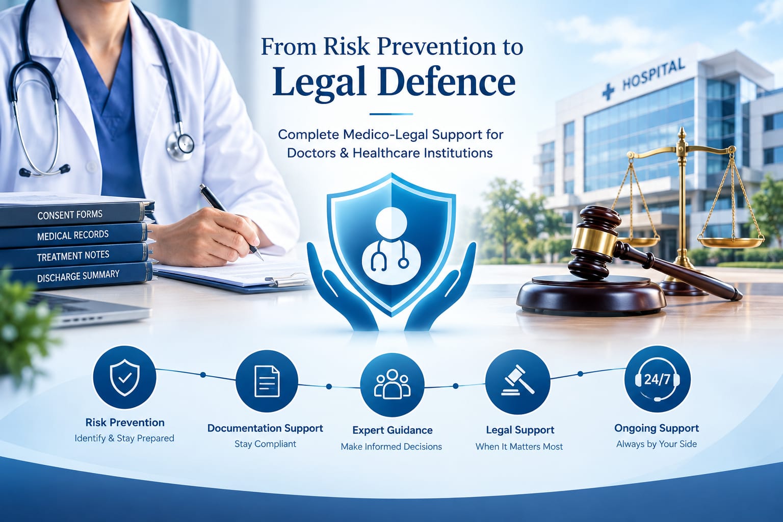 Doctor consulting with a medico-legal professional